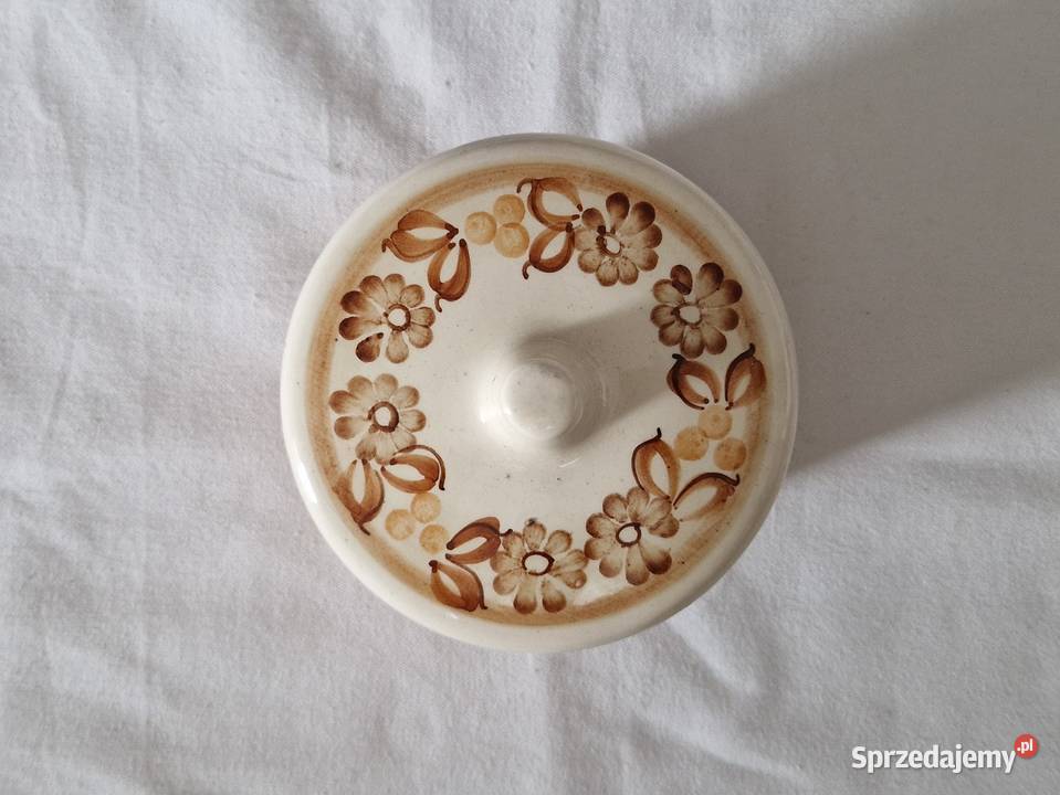 Fajansowa cukiernica bomboniera z pokrywką z Warszawa