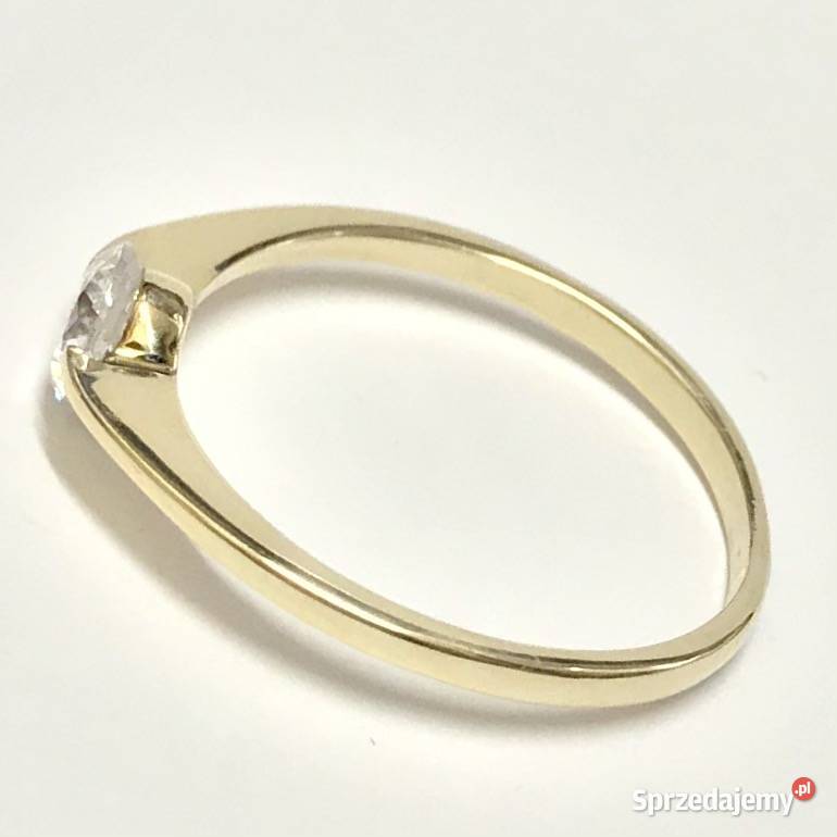 Złoty PIERŚCIONEK 585 14K cudowny KAMIEŃ r15
