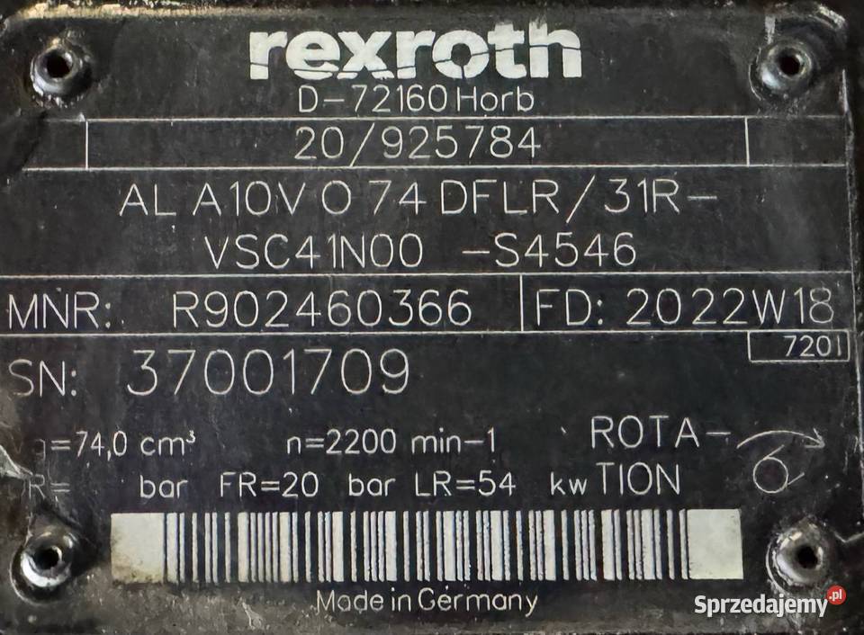Rexroth AL A10V O 74 DFLR31R VSC41N00 S4546 Poznań