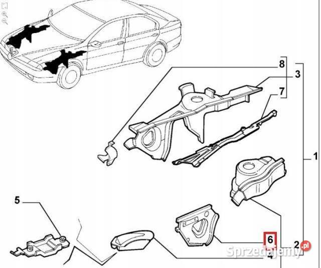 UCHWYT PRAWY PRZÓD ALFA ROMEO 166 9807 ORYGINAŁ