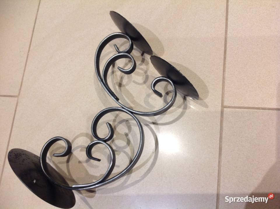 Świecznik Dwuramienny Metalowy Metaloplastyka Nowa Sól