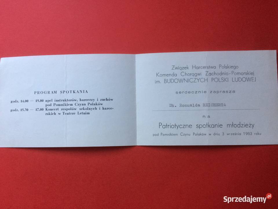 501 Zaproszenie Związek Harcerstwa Polskiego Szczecin