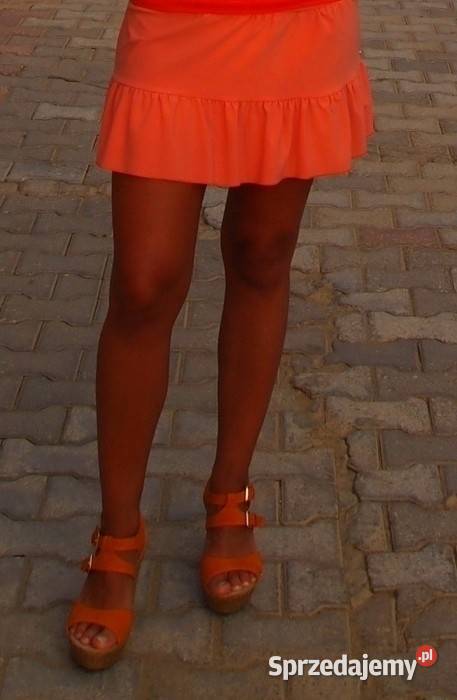 morelowa spódniczka spódnica XS 34 S 36 falbany Odzież damska Toruń