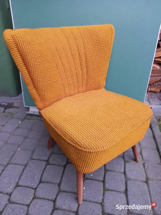 Stary fotel patyczak muszelka PRL vintage 64cm Rawicz