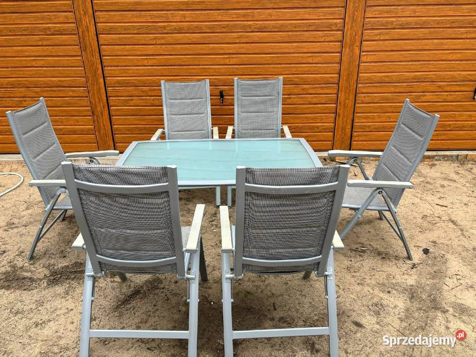 Komplet mebli ogrodowych stół 6 krzeseł z regulowanym oparci