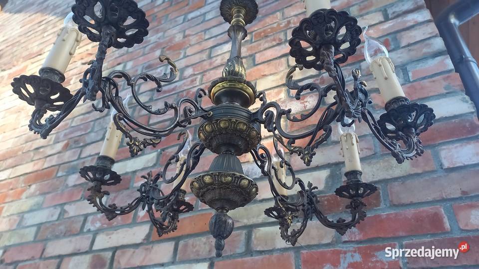 Żyrandol 4 ramienny metalowy mosiężny pakjąk 8 Gawroniec sprzedam