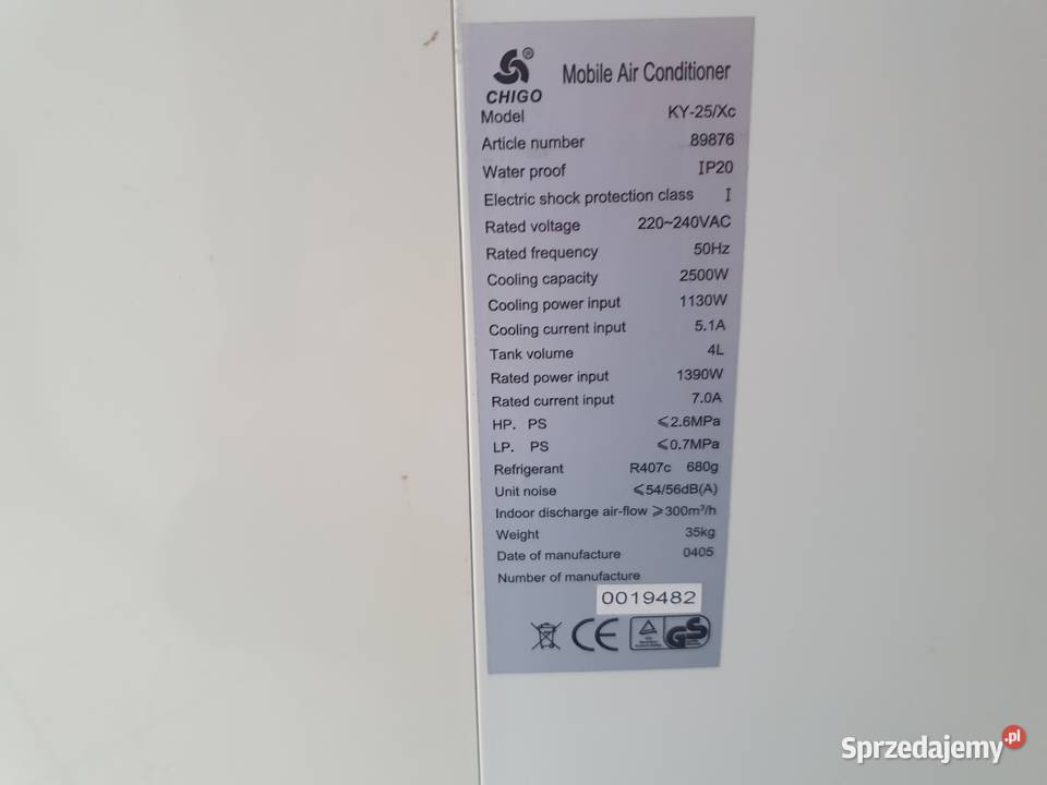 Klimatyzacja firmy Chigo model KY25XC Wilcza