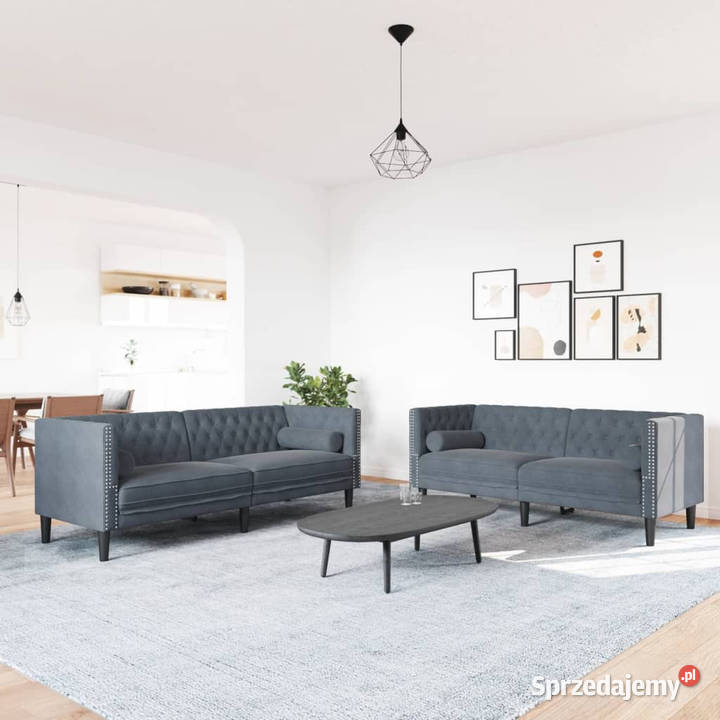 2cz wypoczynek Chesterfield z wałkami Warszawa