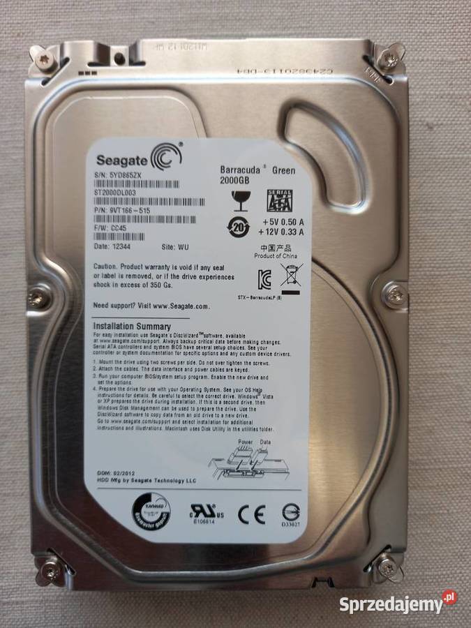 Dyski twarde HDD 2TB różne modele Tomaszów Lubelski