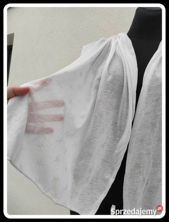 Biała lekka chusta szal damski w gwiazdki Płock sprzedam