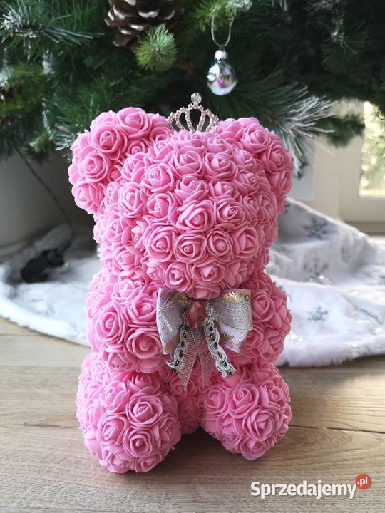 Miś z róż piankowych różowy wys 23 Otrębusy
