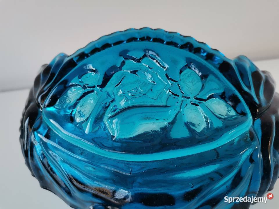 Stara niebieska żardiniera Róża huta Hortensja Katowice