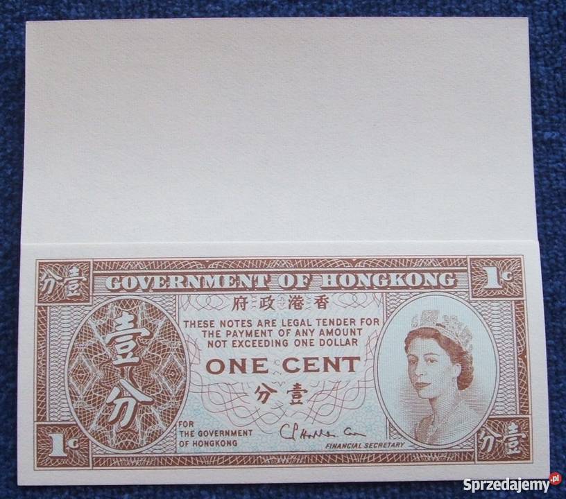 HONG KONG 1 CENT ELŻBIETA II Kolekcjon Banknot 1