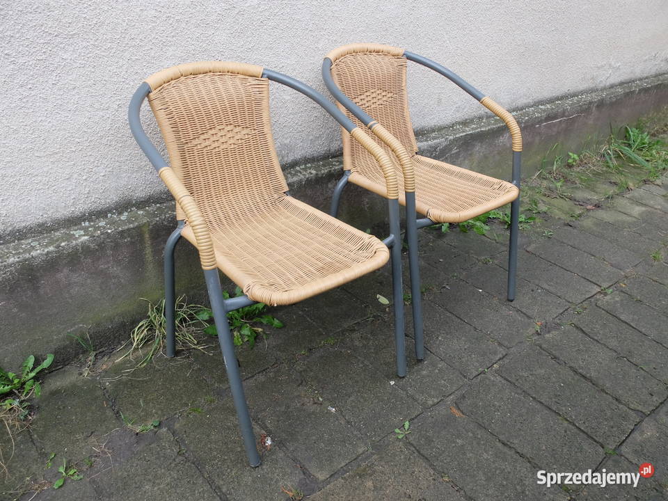 Dwa krzesła ogrodowe tarasowe wyplatane na 52cm Kościan