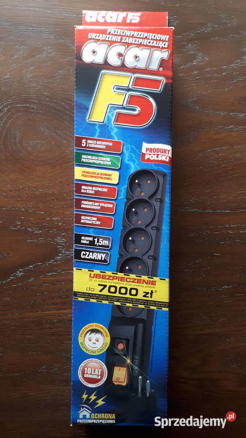 Listwa zasilająca acar F5 15m kabla czarny śląskie sprzedam
