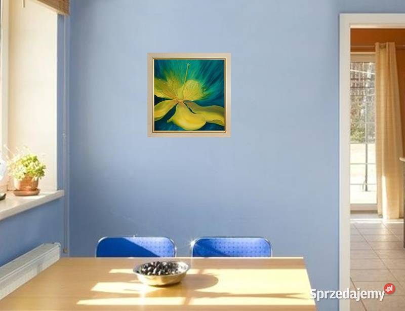 Obraz olejny Żółty kwiat Abstrakcja Wyposażenie wnętrz Lublin