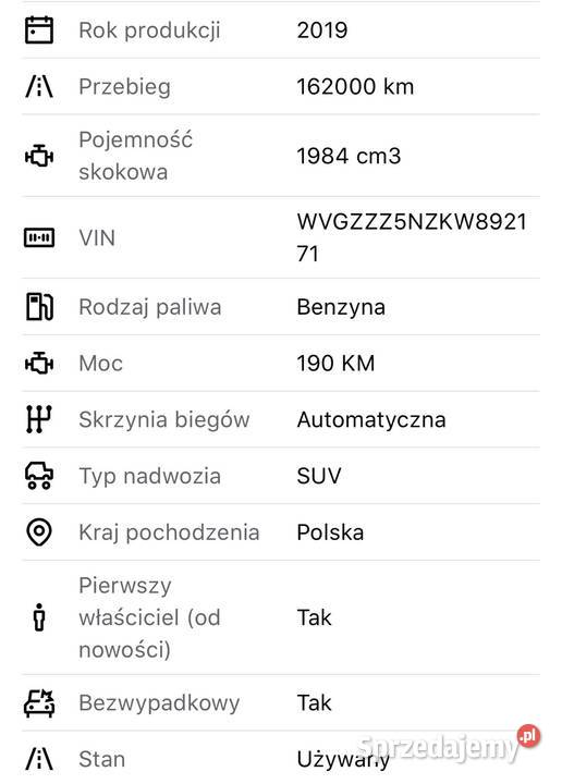 Sprzedam Volkswagen Tiguan biały Ostrów Wielkopolski