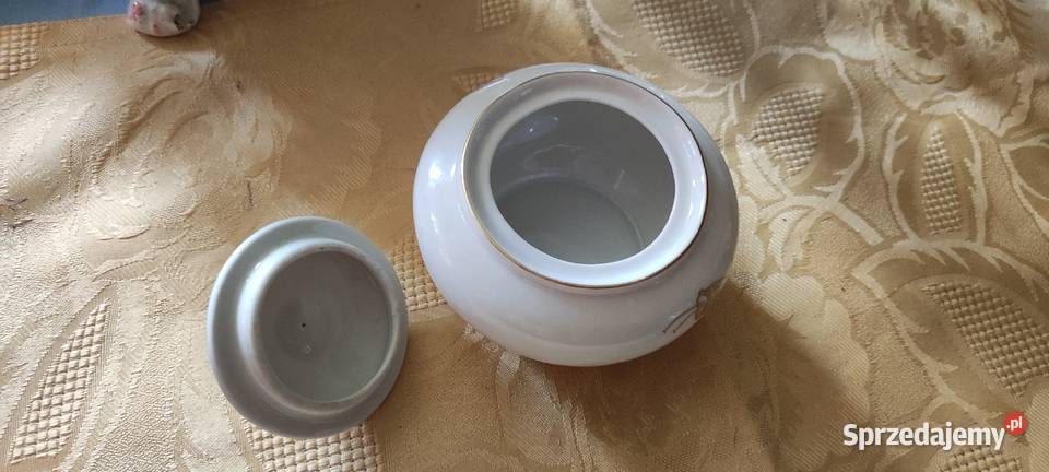 Mała cukiernica porcelana Weiswasser biel złoto Wrocław
