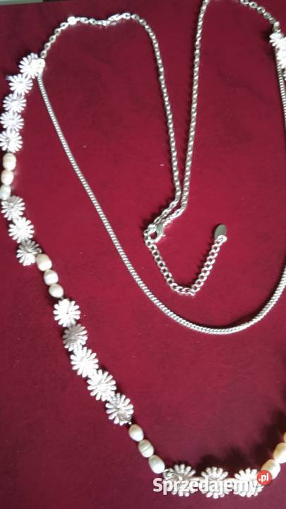 SREBRZONY NASZYJNIK Z PERŁAMI HODOWLANYMI wielkopolskie Piła