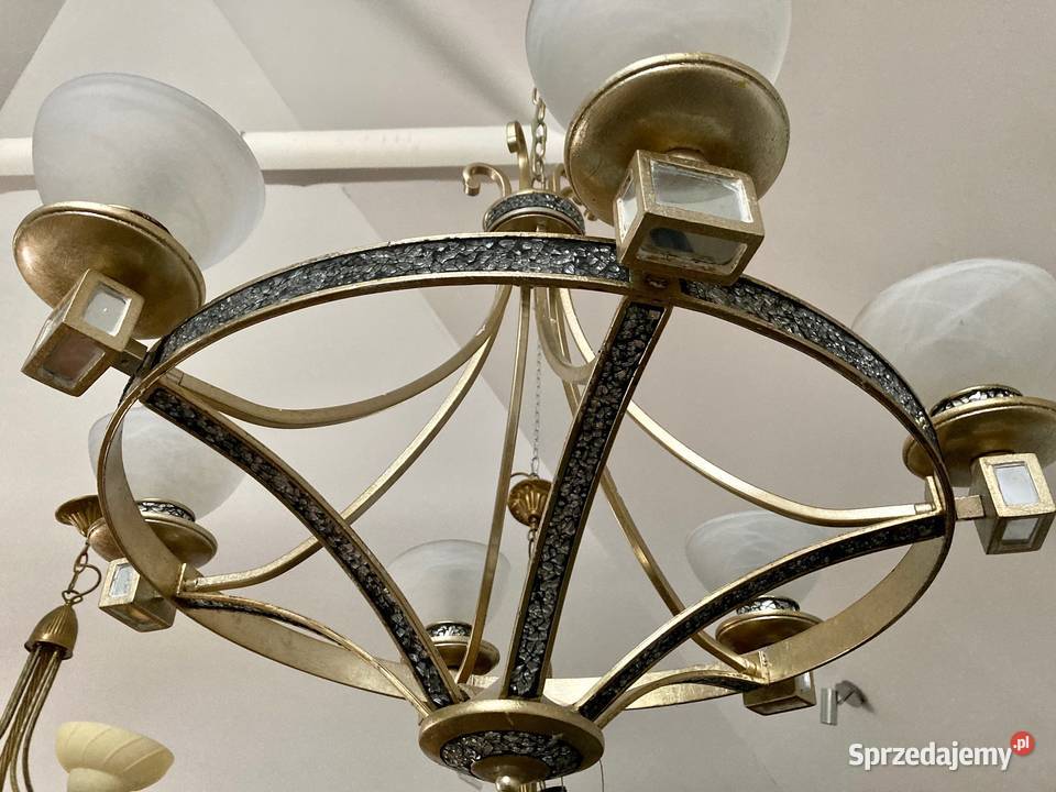 Oryginalny żyrandol z lusterkami mosiądz Opole
