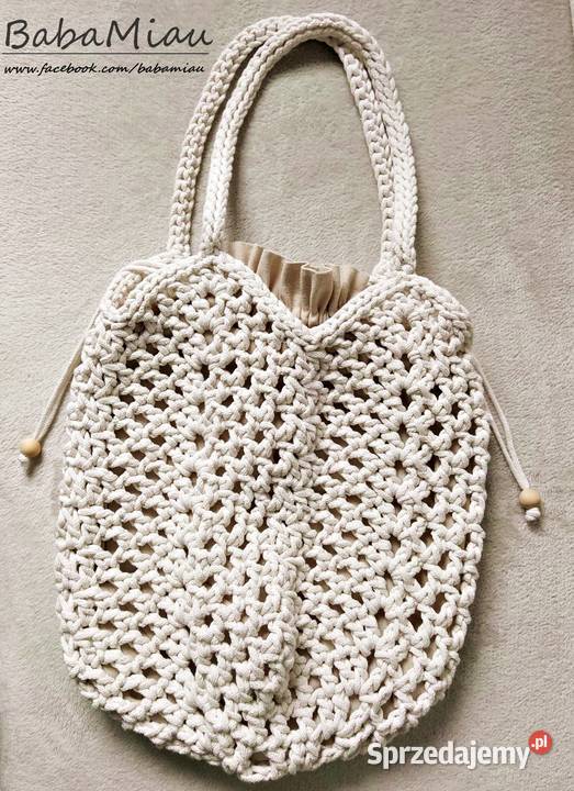 Torba ażurowa w stylu Boho szydełkowa bawełniana kujawsko-pomorskie Bydgoszcz