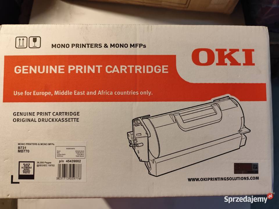 Toner OKI B731 MB770 Black 36k 45439002 Drukarki i skanery małopolskie Graboszyce