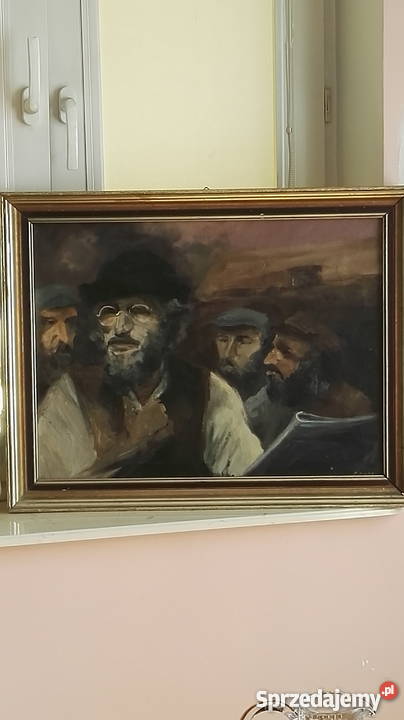 Żydzi obraz olejny na płótnie M Piłat Warszawa