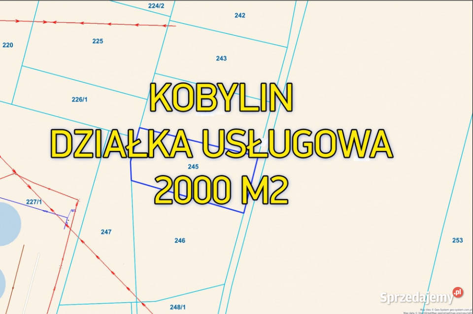 DZIAŁKA USŁUGOWA 2000 m KOBYLIN gmina GRÓJEC sprzedam