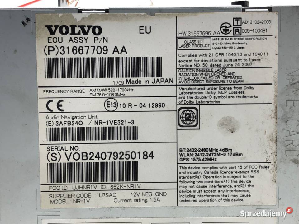 RADIO VOLVO V60 I 31667709 1018 ODTWARZACZ