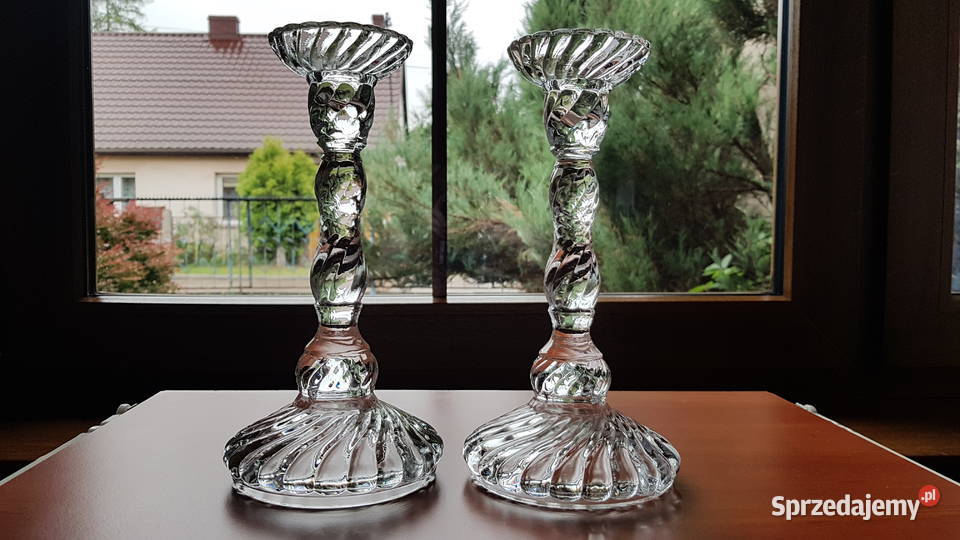 2x świecznik Spirelli świeczniki Ząbkowice szkło Dąbrowa Górnicza