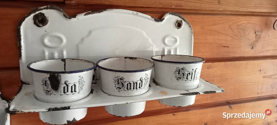 Emaliowane pojemniki niemieckie śląsk sand seife
