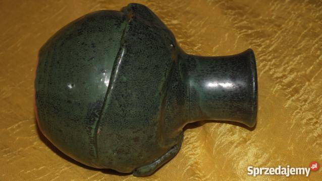 Piękny ręcznie robiony zielony wazon niemiecki Porcelana i szkło Antyki, Sztuka, Kolekcje kujawsko-pomorskie Inowrocław