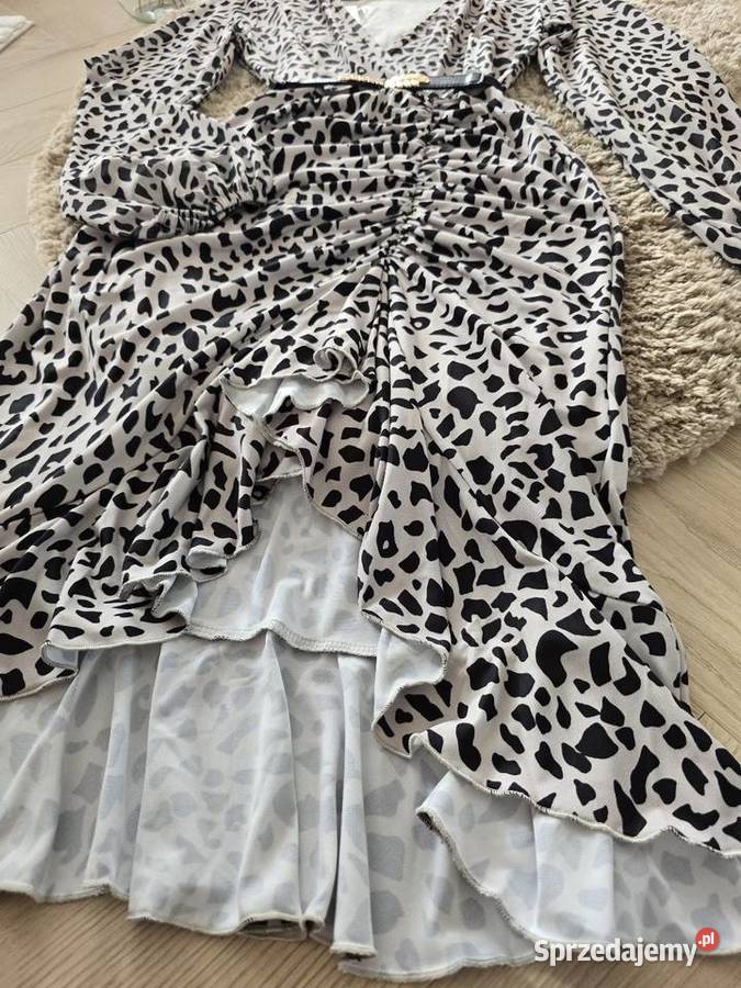 Sukienka drapowany przód Print Centki brązowy/beżowy Wodzisław Śląski