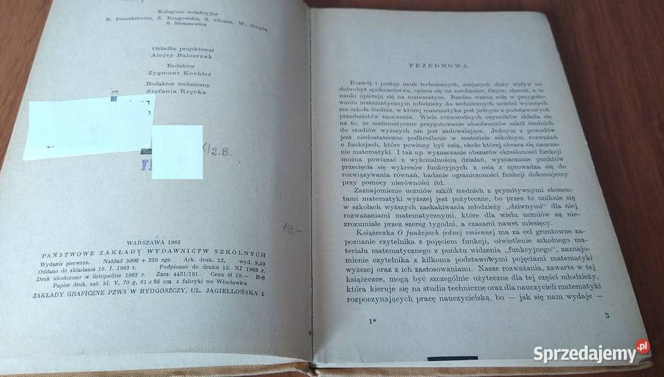 O funkcjach jednej zmiennej Biblioteczka Gdańsk sprzedam