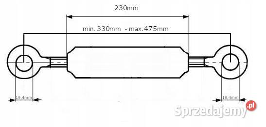 Łącznik górny cięgno 330475mm kat1 M22 Kamionna