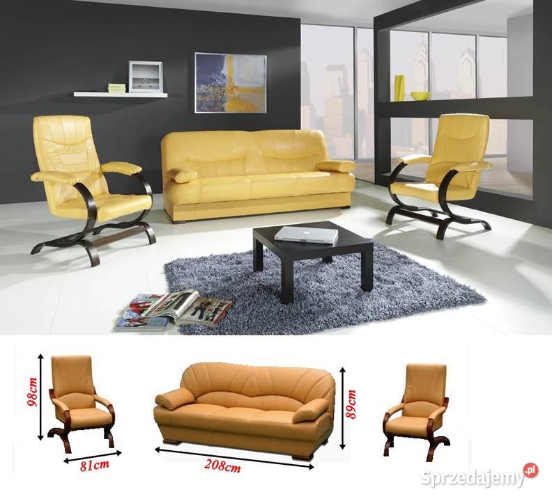 Bestselerowa wersalka Gala w skórze naturalnej Meble śląskie Piasek