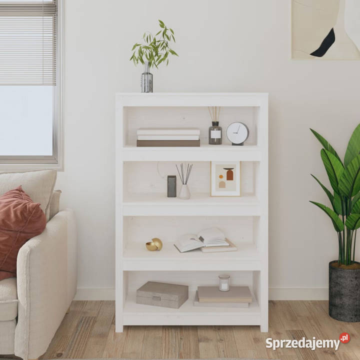 Regał na książki biały 80x35x126 lite drewno Warszawa