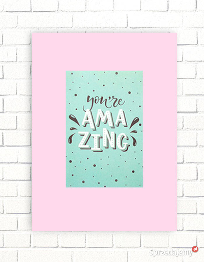 amazing obrazek A4 różowo miętowy plakat A4 boho wielokolorowy Opole