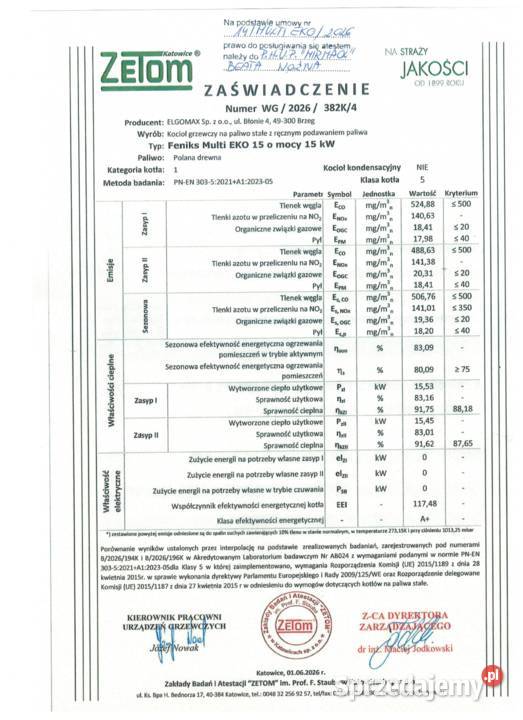 Kocioł piec co 15kW do 150m2 pellet groszek Sucha