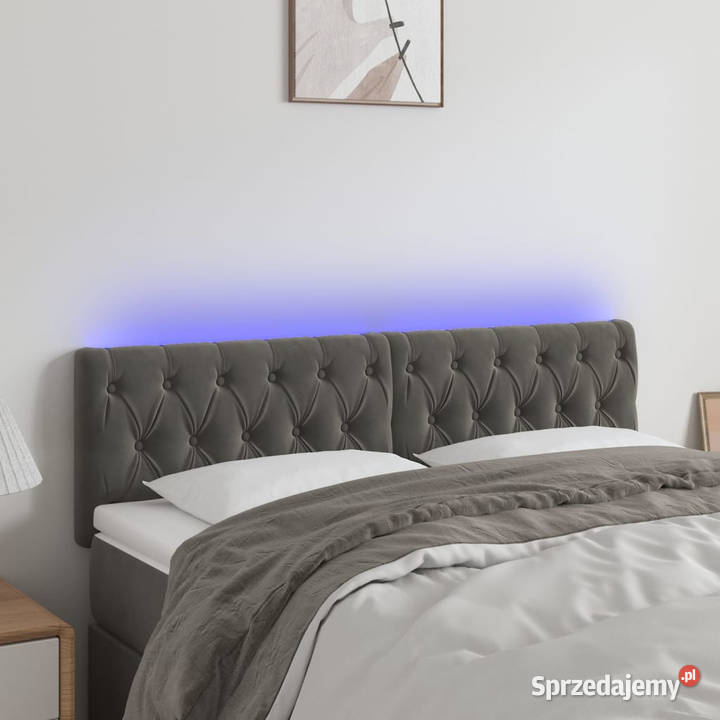 Zagłówek do łóżka z LED ciemnoszary 144x7x7888 Warszawa
