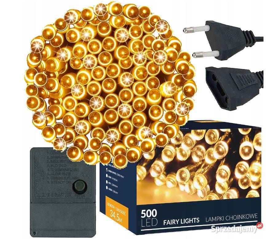 LAMPKI 500LED NA CHOINKĘ ZEWWEW BIAŁE CIEPŁE 34M biały