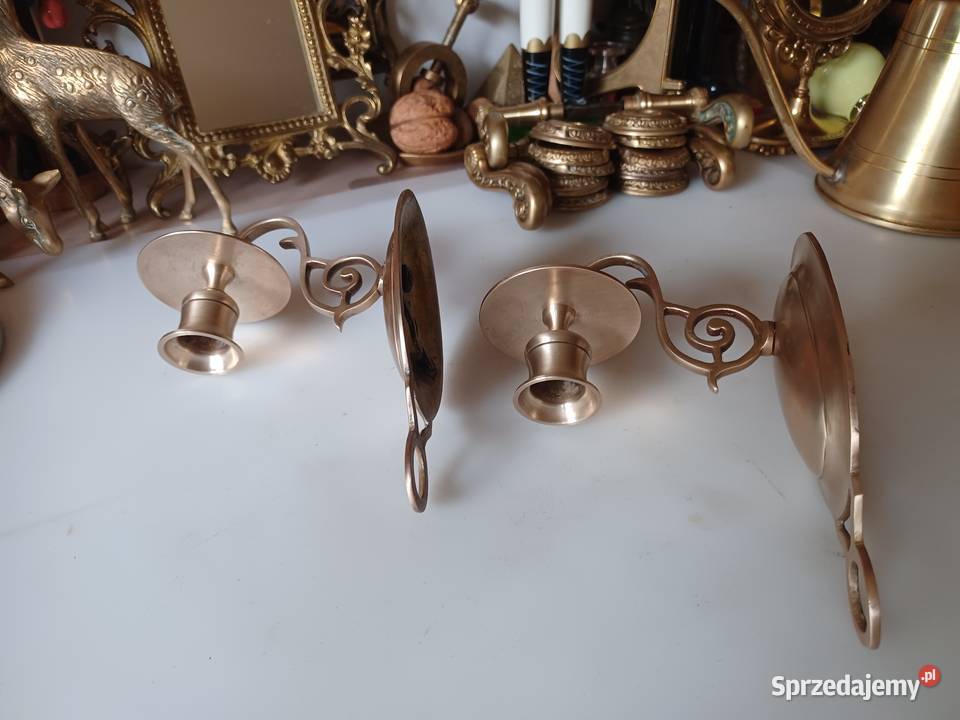Komplet dwóch pięknych świeczników mosiężnych Poznań sprzedam