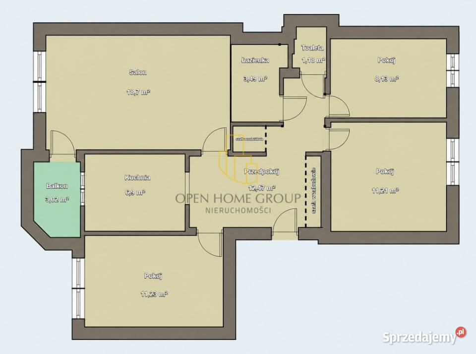 4 pokoje 73 m Huby balkon piwnica świetna Wrocław