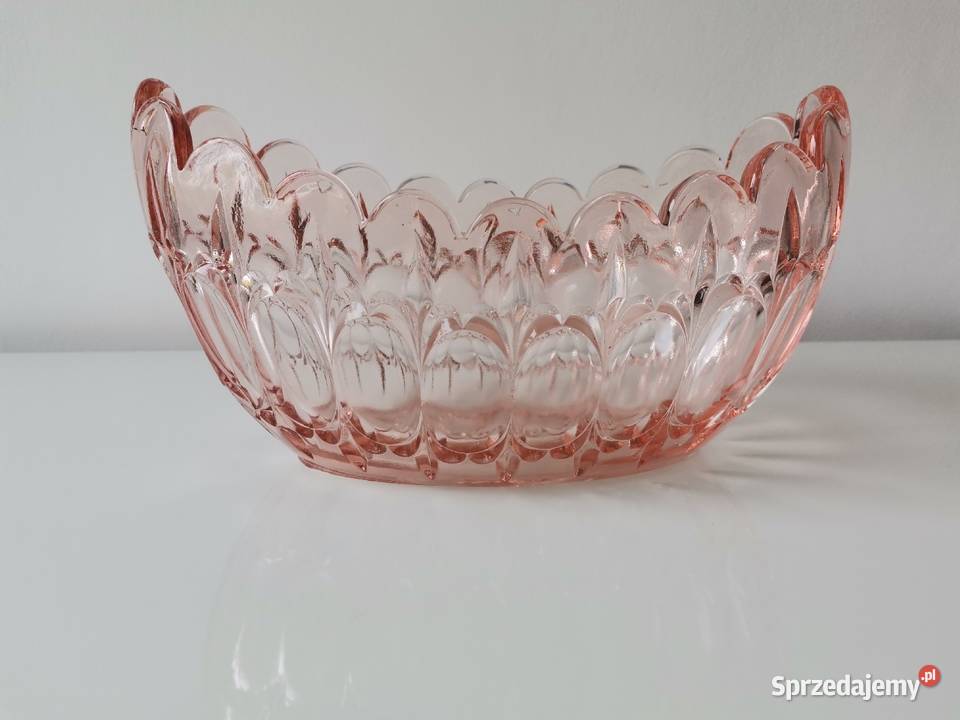 Stara duża misa gondola Lilijki szkło Art Deco Katowice