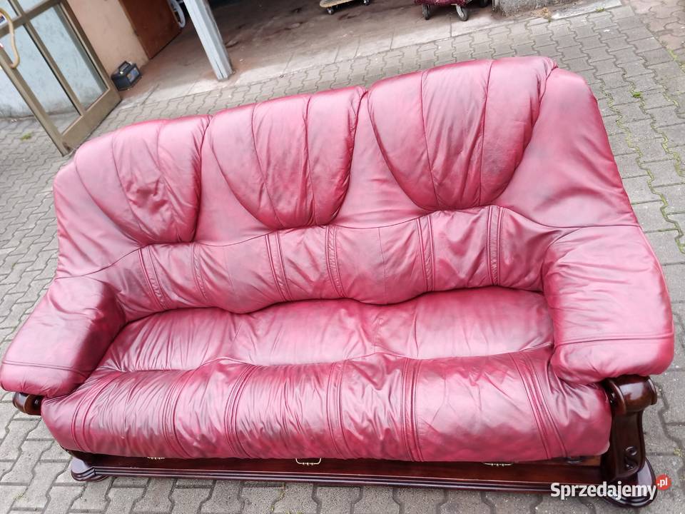 Komplet SANTIAGO 311 i Ława Dąb Skóra Bordo