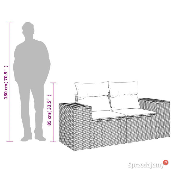 Sofa ogrodowa z poduszkami 2osobowa beżowa Warszawa