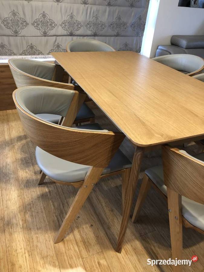 Drewniany komplet do jadalni stół plus 6 krzeseł Kurów
