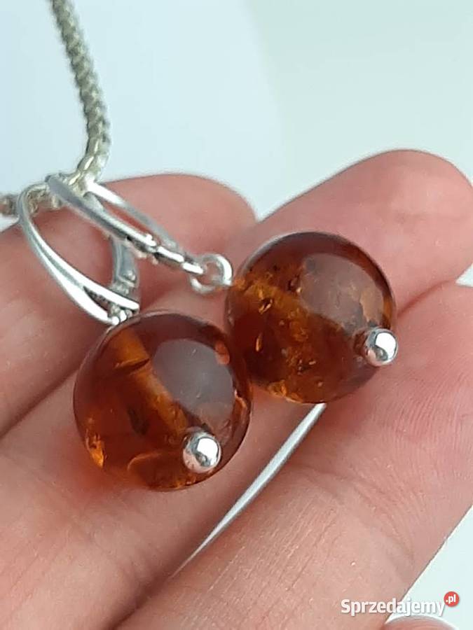 kolczyki z bursztynem srebrne Toruń
