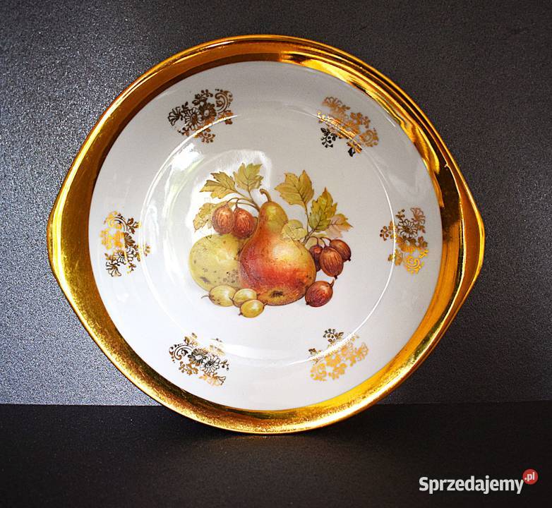 Patera porcelanowa z brzegami pokrytymi złotem Chełmno