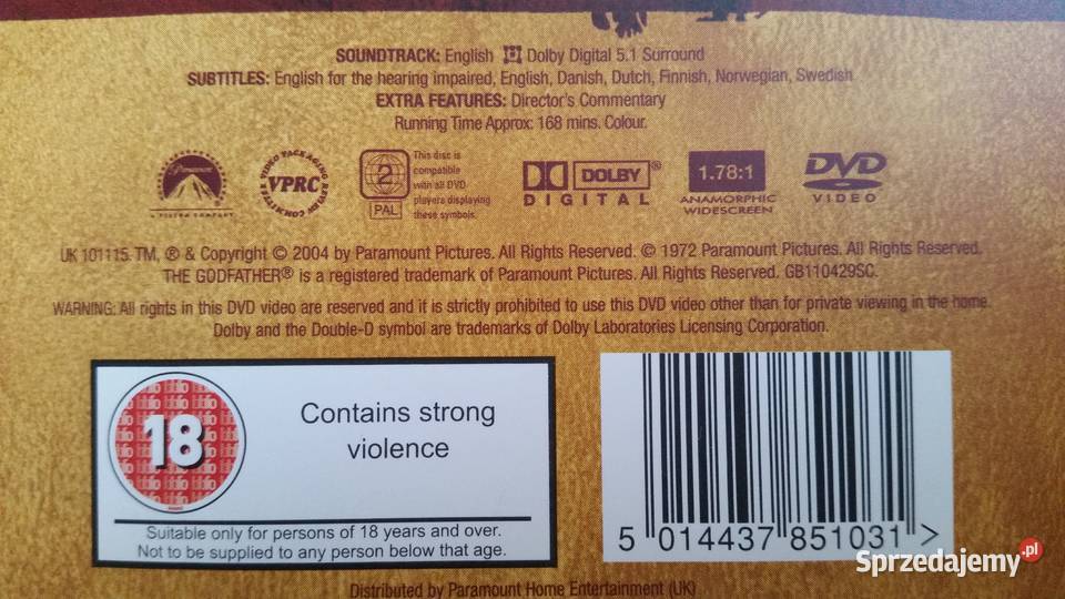 Film THE GODFATHER 19722004 dvd video LIMITED